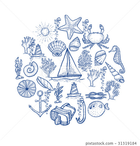 Naval hand drawing vector presentation template. Naval hand drawing vector presentation template. 31319184
