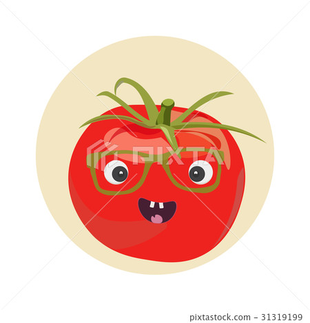 Smiling Tomato character vector illustration. Cute tomato face. 31319199