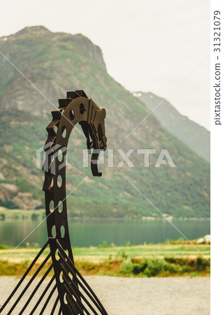 old viking boat in norwegian nature 31321079