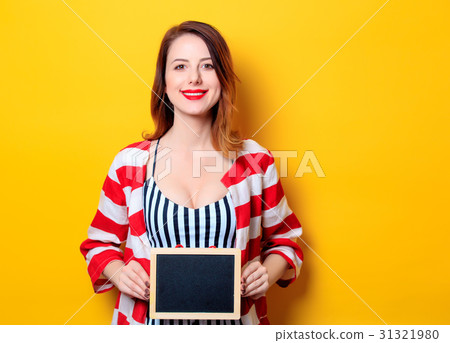 Woman with black board Woman with black board 31321980