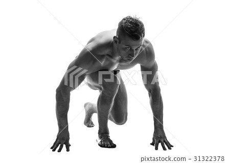 Man preparing for running. silhouette. isolate on 31322378