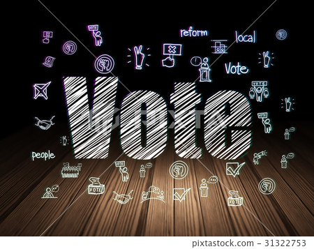 Politics concept: Vote in grunge dark room 31322753