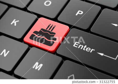 Entertainment, concept: Cake on computer keyboard Entertainment, concept: Cake on computer keyboard 31322755