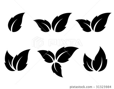 black leaf icons set 31323984