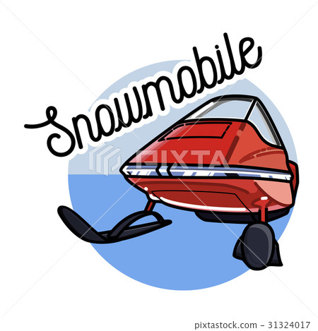 Color vintage snowmobile emblem 31324017
