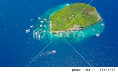 Aerial view of sandy beach beautiful clear sea. Aerial view of sandy beach beautiful clear sea. 31324247