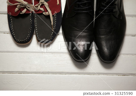 Overhead view of shoes on floor Overhead view of shoes on floor 31325590
