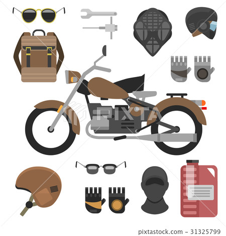 motorcycle with accessories set. helmets, backpack motorcycle with accessories set. helmets, backpack 31325799