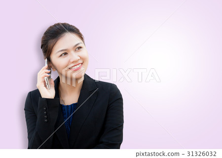 Portrait of smiling business woman using phone 31326032