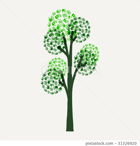 Hand print tree illustration for environment cause Hand print tree illustration for environment cause 31326920