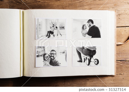 Fathers day concept. Photo album. Wooden 31327314