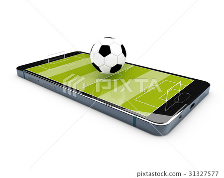 Football field on the smartphone screen. 3d 31327577