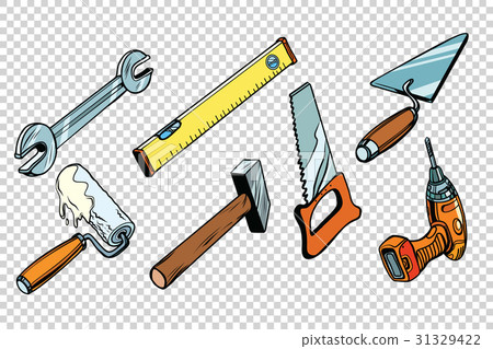 Set repair tools, isolated background Set repair tools, isolated background 31329422