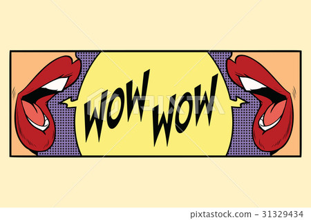 two female mouth shout wow 31329434