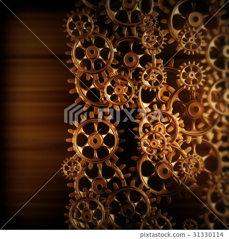 Gold gears and cogs macro Gold gears and cogs macro 31330114