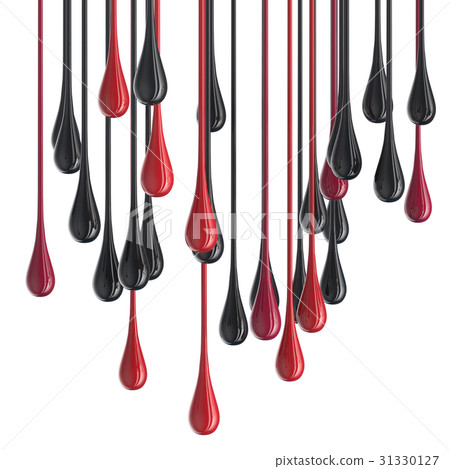 3D red and black glossy paint drop blobs 31330127