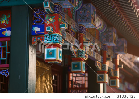 Street of Old chinese asian city on a sunset at Street of Old chinese asian city on a sunset at 31330423