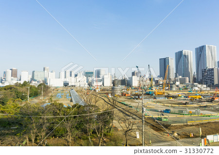 城市風光東京晴海旗幟2020東京奧運村建設工地2017年3月 31330772