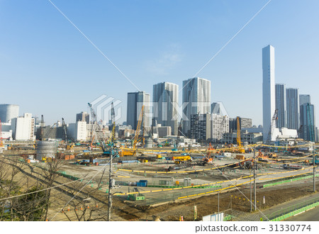 城市風光東京晴海旗幟2020東京奧運村建設工地2017年3月 31330774