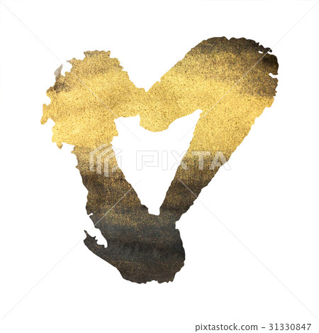 Grunge heart isolated on white, gold and black 31330847