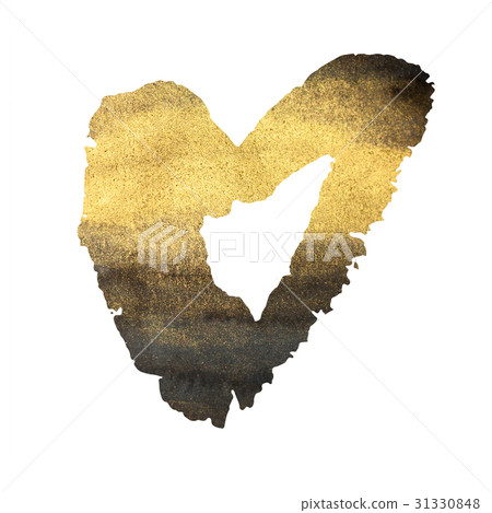 Grunge heart isolated on white, gold and black 31330848