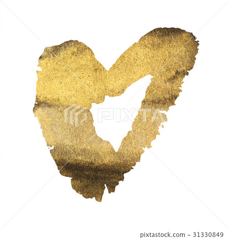 Grunge heart isolated on white, gold and black 31330849