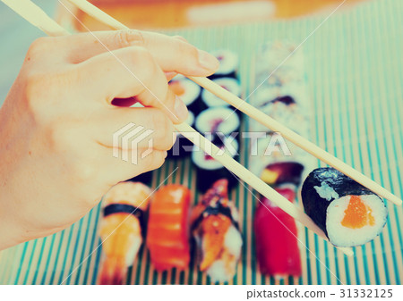 Sushi set in restaurant 31332125