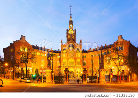 Facade of Hospital de Sant Pau in sunset. Barcelona 31332156