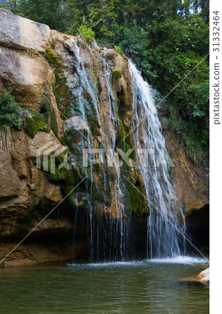 Pure mountain creek with green water 31332464