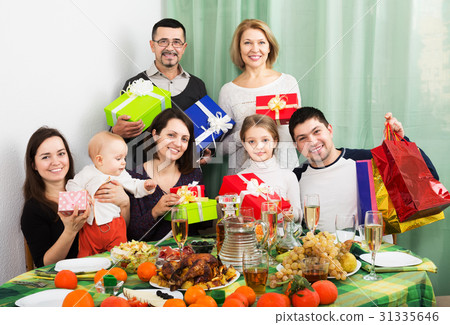 Big family at festive table 31335646