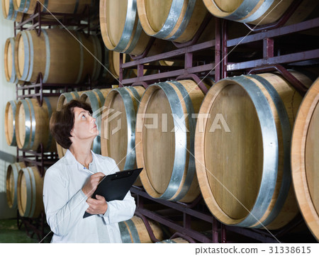 Expert examines equipment at winery Expert examines equipment at winery 31338615