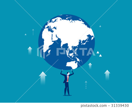 A businessman is holding up globe. A businessman is holding up globe. 31339430