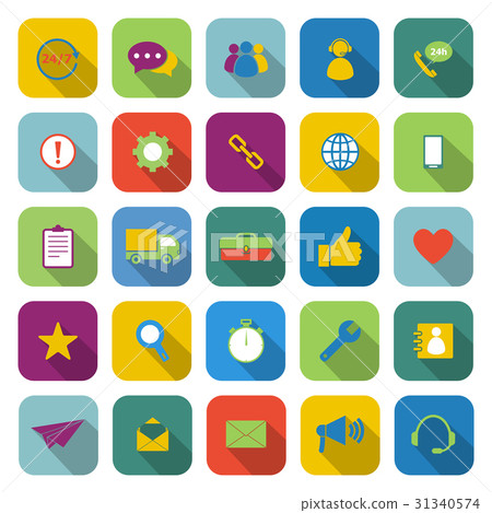 Customer service color icons with long shadow Customer service color icons with long shadow 31340574