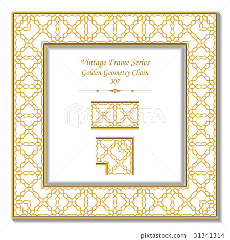 Vintage 3D frame of Golden Geometry Chain 31341314
