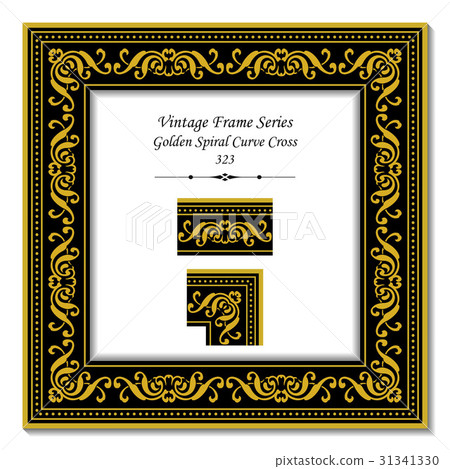 Vintage 3D frame Luxury Golden Spiral Curve Cross 31341330