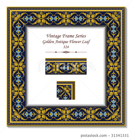 Vintage 3D frame of Golden Antique Flower Leaf 31341331
