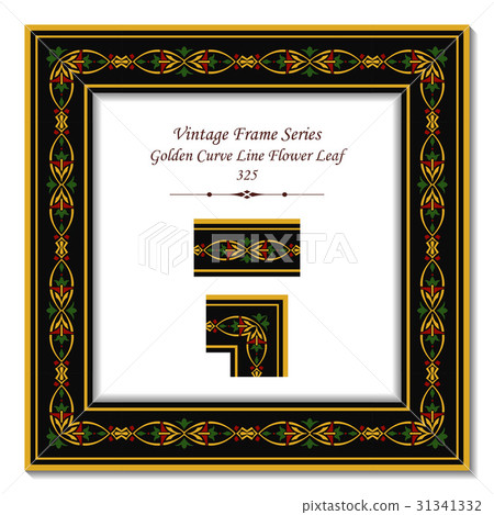 Vintage 3D frame of Golden Curve Line Flower Leaf 31341332