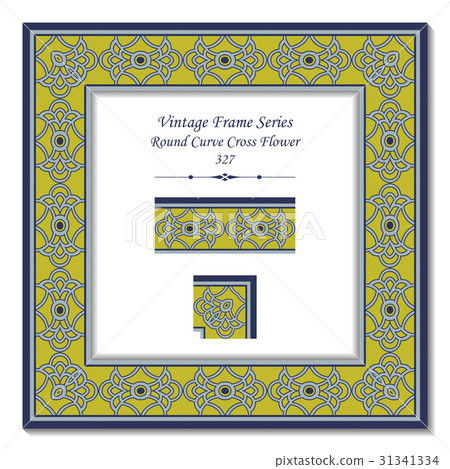 Vintage 3D frame of Round Curve Cross Flower 31341334