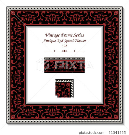 Vintage 3D frame of Antique Red Spiral Flower 31341335