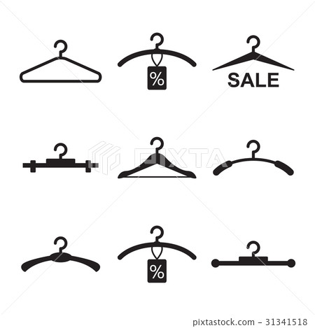 Black Clothes Hanger Icon on White Background 31341518