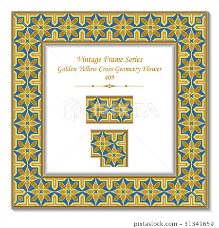 3D frame of Golden Yellow Cross Geometry Flower 31341659