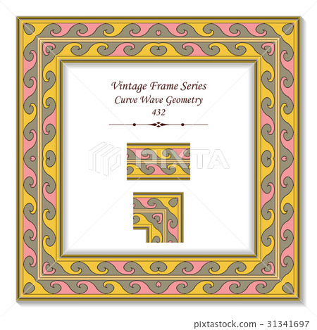 Vintage 3D frame Spiral Curve Wave Cross Geometry 31341697