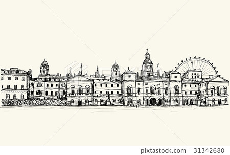 City scape drawing in London,show old castle  31342680