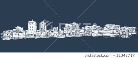 sketch of townscape in Phnom Penh slum sketch of townscape in Phnom Penh slum 31342717