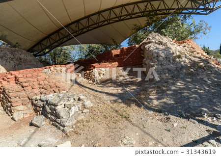 Megaron building in ancient city Troy. Turkey Megaron building in ancient city Troy. Turkey 31343619