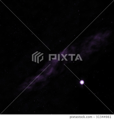Star field in space and a nebulae. 3D rendering 31344981