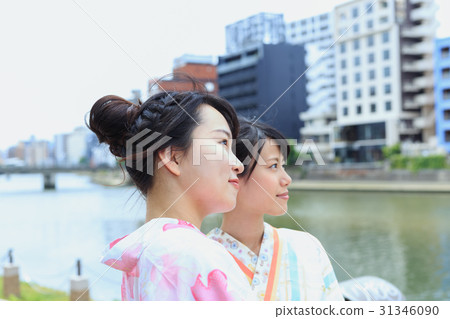 Summer image Young lady in a yukata figure Summer image Young lady in a yukata figure 31346090