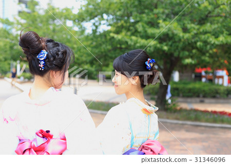 Summer image Young lady in a yukata figure Summer image Young lady in a yukata figure 31346096