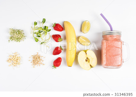 Detox cleanse drink, fruits and berries smoothie Detox cleanse drink, fruits and berries smoothie 31346395