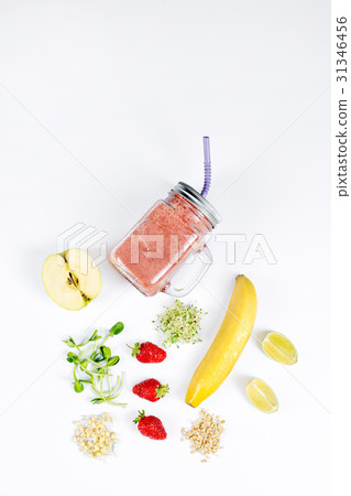 Detox cleanse drink, fruits and berries smoothie 31346456